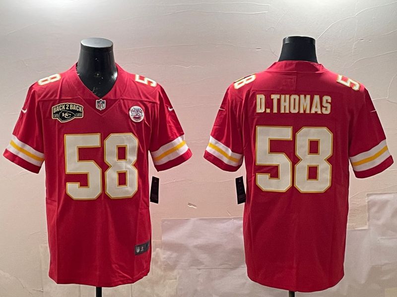 Men Kansas City Chiefs 58 D.Thomas Red Second generations 2025 Nike Limited NFL Jersey style 4